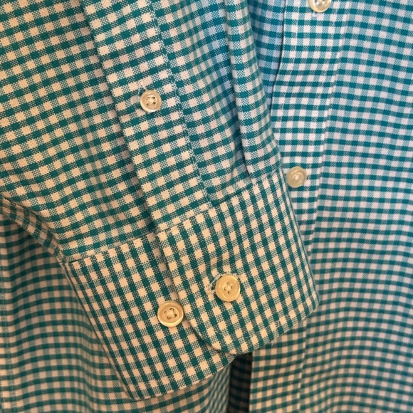 Stafford Turquoise Checkered Button Down Shirt - Picture 4 of 10